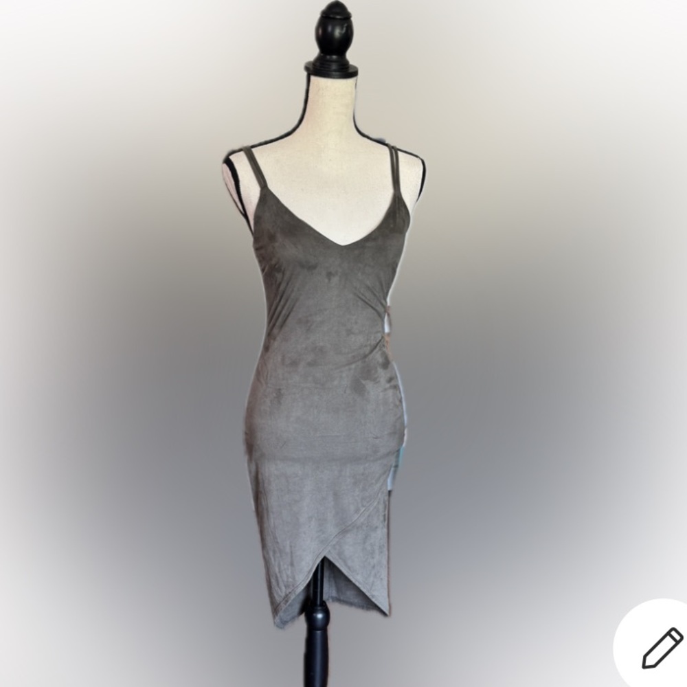 OLIVE GREEN SUEDE MINI DRESS